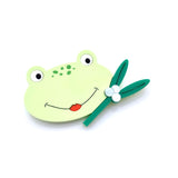 acrylic toad and mistletoe brooch