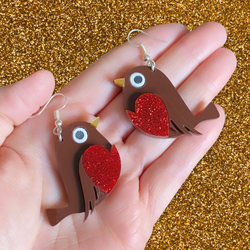 Acrylic robin earrings