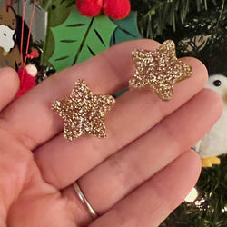 Gold glitter star earrings